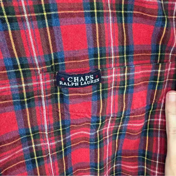 Chaps Ralph Lauren Red and Green Plaid Men's Shirt - Picture 3 of 4